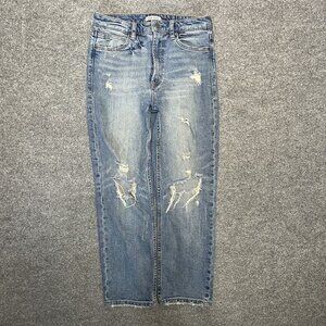 Dear John Womens Distressed Slim Straight Jeans Size 27 Blue Denim